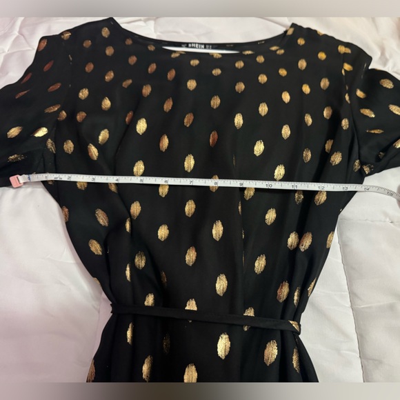 Gold Dot Belted A-Line Dress size Medium - Picture 4 of 6
